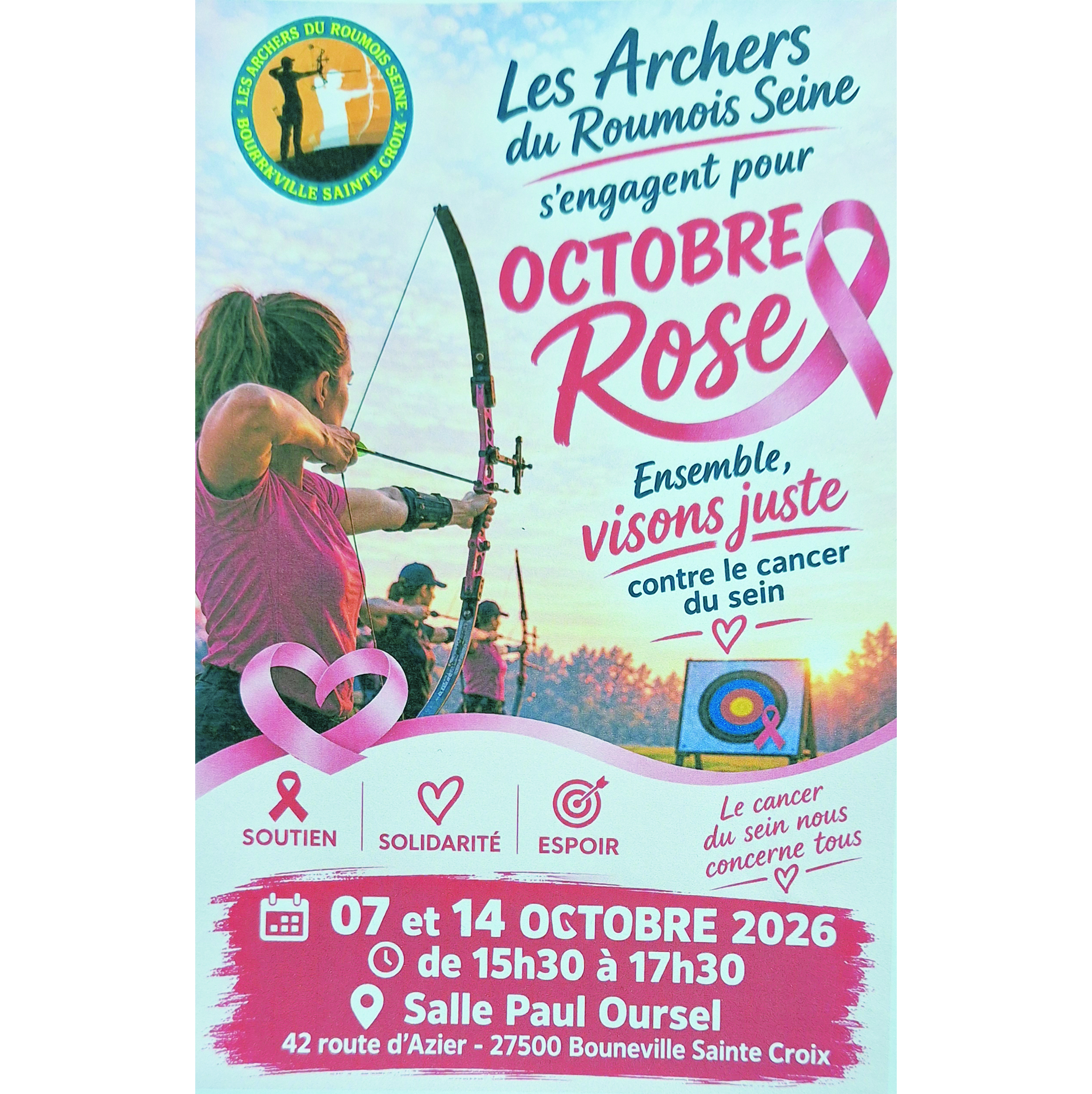 BG Sérigraphie soutient Les Archers du Roumois Seine pour une initiation solidaire au profit d&rsquo;Octobre Rose !